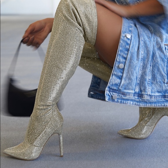 Gold Stiletto Heeled boot - Picture 5 of 7